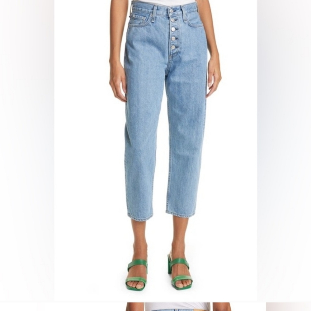 Rag and Bone Button Fly High Waist Cropped 90s Straight Leg Jeans Del Ray